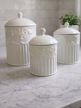 Lenox Butler’s Pantry White Ceramic Canister Set - Decorative